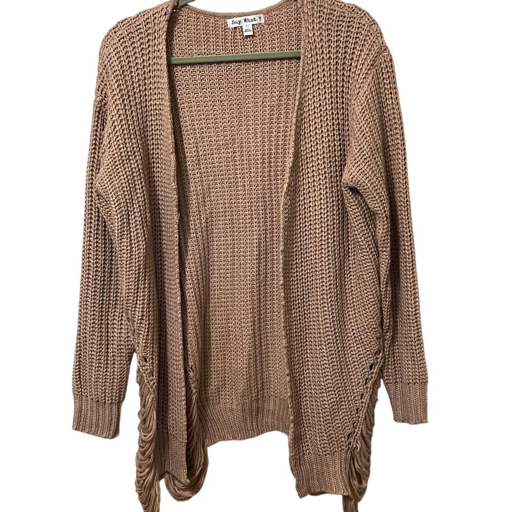 Say What? Women’s Knit Cardigan Sz 1X Light‎ Rose Open Front
